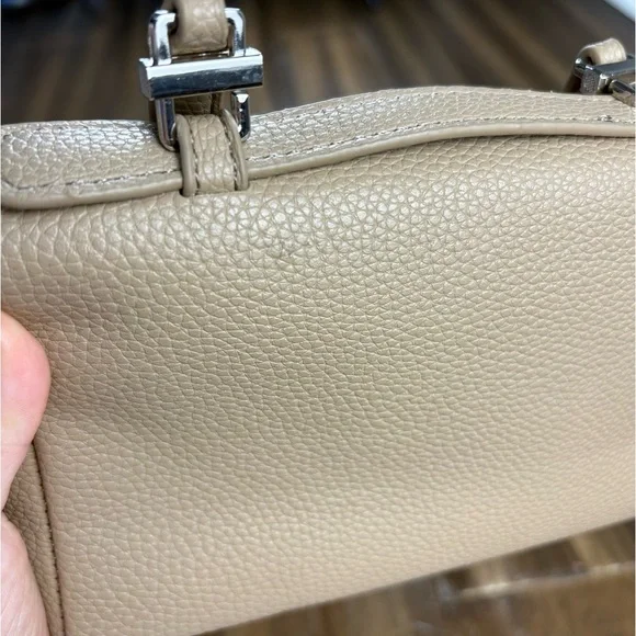 Beige Crossbody Handbag Purse Shoulder Bag Faux Leather Pebbled - Picture 5 of 11